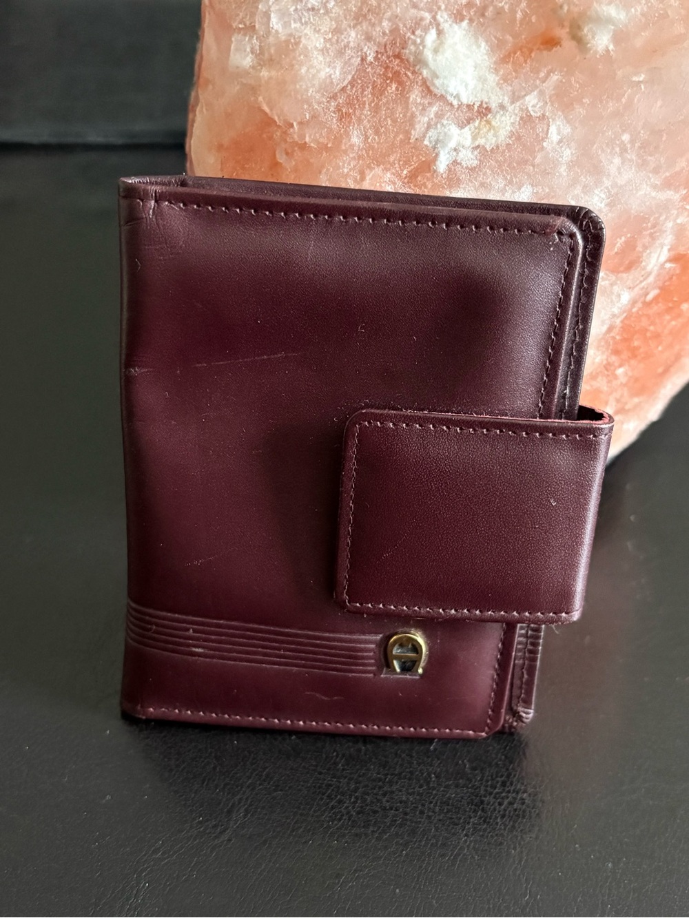 Etienne Aigner Burgundy Leather Snap-Closure Wallet